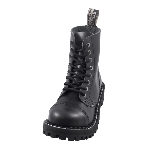 Steel – Full Black, 8-Eyelet Boots