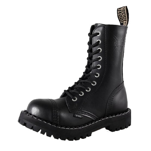 Steel – Full Black, 10-Eyelet Boots
