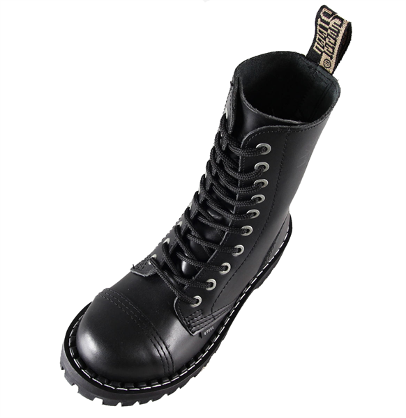 Steel – Full Black, 10-Eyelet Boots