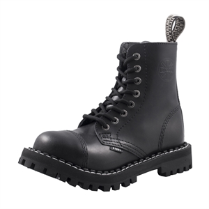 Steel – Full Black, 8-Eyelet Boots